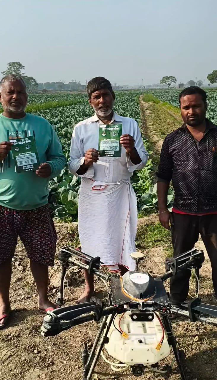 Farmers during Aerocarrier agriculture drone outreach and spraying operations